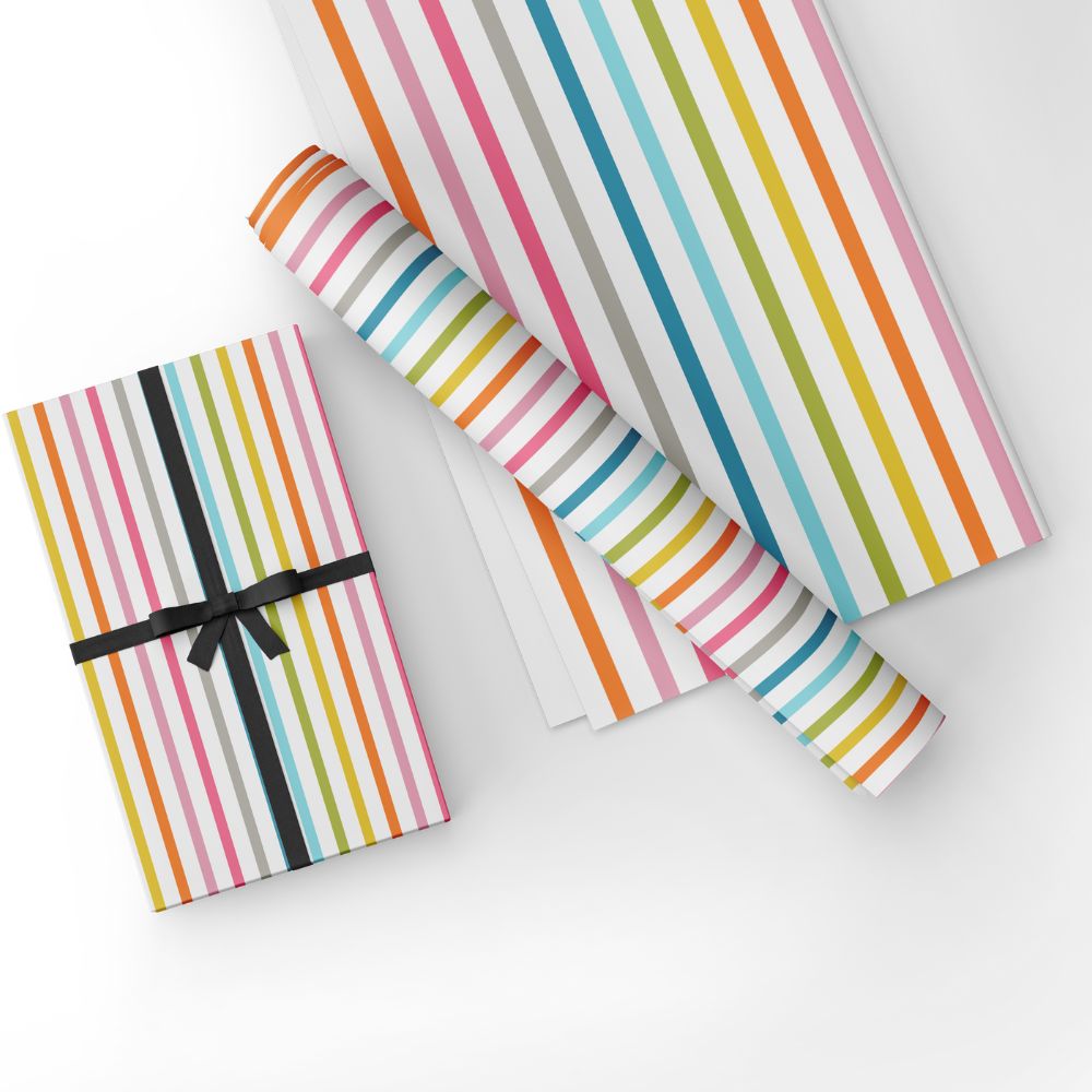 Colorful Stripes Premium Gift Wrapping Paper – Extra Large Matte Sheets | Wrap It Store