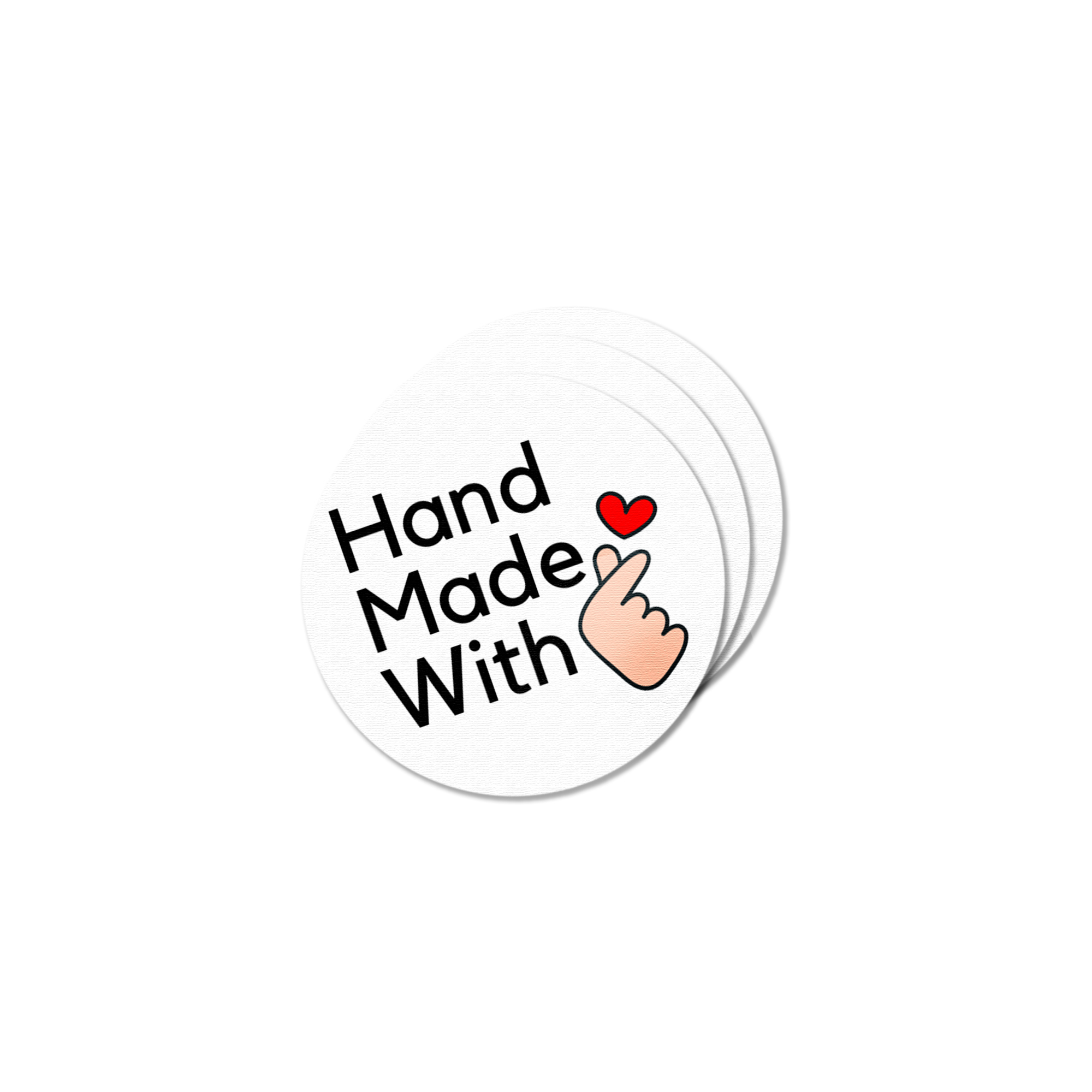 Hand Made with Love Stickers | Premium Round Stickers (Design 1) | Wrap It Store