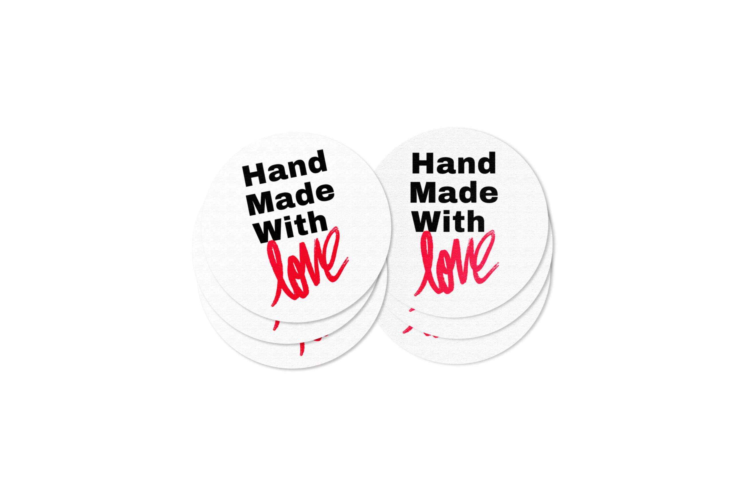 Hand Made with Love Stickers | Premium Round Stickers (Design 3) | Wrap It Store